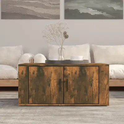 The Living Store Klubska mizica dimljeni hrast 80x50x36 cm inženirski les - Klubska Mizica