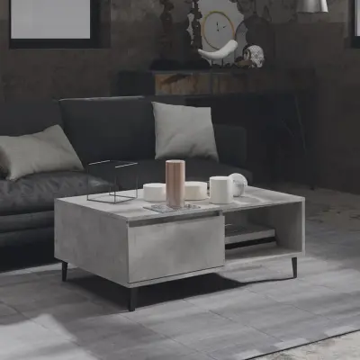 The Living Store Klubska mizica betonsko siva 90x60x35 cm iverna plošča - Klubska Mizica
