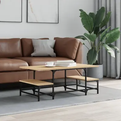 The Living Store Klubska mizica sonoma hrast 100x50,5x40 cm inženirski les - Klubska Mizica