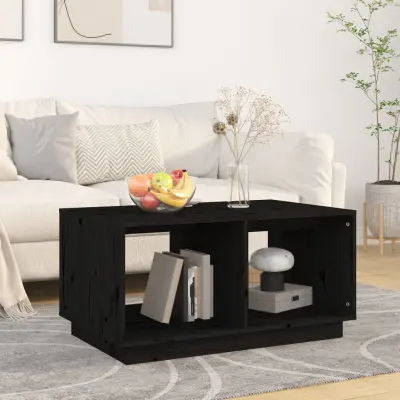 The Living Store Klubska mizica črna 80×50×40 cm trdna borovina - Klubska Mizica