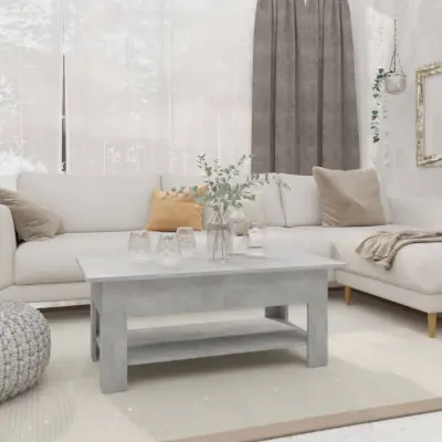 The Living Store Klubska mizica betonsko siva 102x55x42 cm iverna plošča - Klubska Mizica