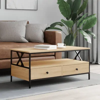 The Living Store Klubska mizica sonoma hrast 100x51x45 cm inženirski les - Klubska Mizica