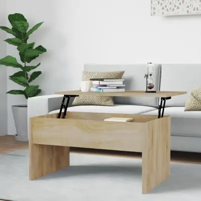 The Living Store Klubska mizica sonoma hrast 80x50,5x41,5 cm konstruiran les - Klubska Mizica