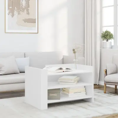 The Living Store Klubska mizica bela 80x50x50 inženirski les - Klubska Mizica