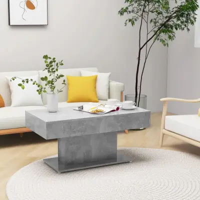 The Living Store Klubska mizica betonsko siva 96x50x45 cm iverna plošča - Klubska Mizica