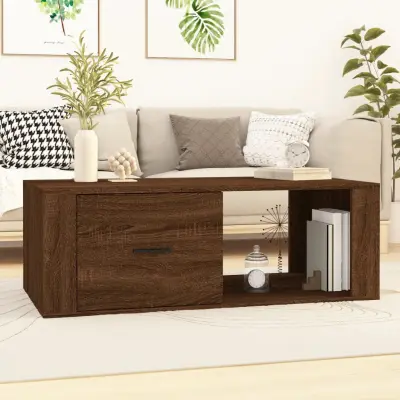 The Living Store Klubska mizica rjav hrast 100x50,5x35 cm inženirski les - Klubska Mizica