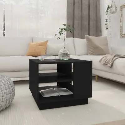 The Living Store Klubska mizica črna 55x55x43 cm iverna plošča - Klubska Mizica