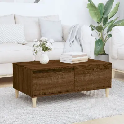 The Living Store Klubska mizica rjav hrast 90x50x36,5 cm inženirski les - Klubska Mizica