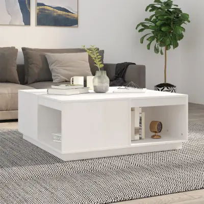 The Living Store Klubska mizica bela 100x101x40,5 trdna borovina - Klubska Mizica