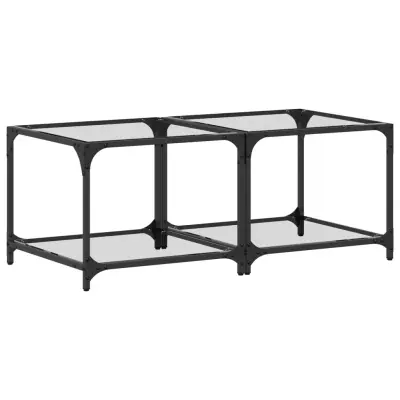 The Living Store Klubske mizice s stekleno površino 2 kosa 50x50x40 cm jeklo - Klubska Mizica
