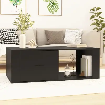 The Living Store Klubska mizica črna 100x50,5x35 cm inženirski les - Klubska Mizica