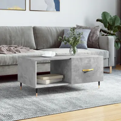 The Living Store Klubska mizica betonsko siva 90x50x40 cm konstruiran les - Klubska Mizica