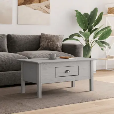 The Living Store Klubska mizica BODO siva 100x55x46 cm trdna borovina - Klubska Mizica