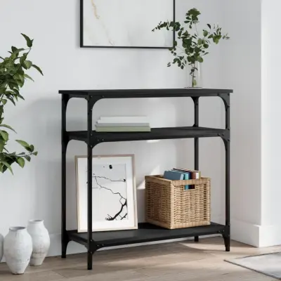 The Living Store Konzolna mizica črna 75x29x75 cm inženirski les - Konzolna Mizica