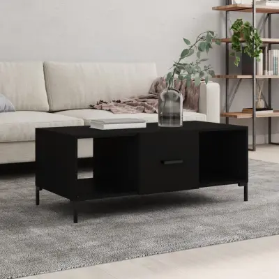 The Living Store Klubska mizica črna 102x50x40 cm inženirski les - Klubska Mizica