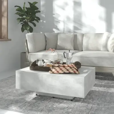 The Living Store Klubska mizica betonsko siva 85x55x31 cm iverna plošča - Klubska Mizica