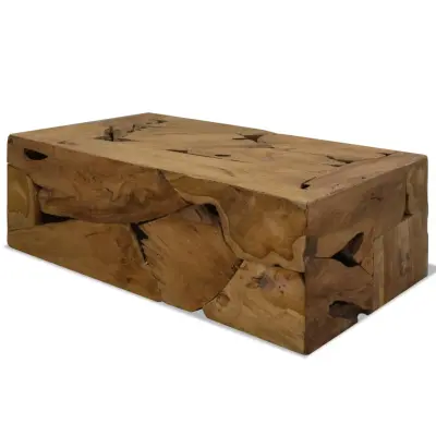 The Living Store Klubska mizica 90x50x30 cm prava tikovina rjava - Klubska Mizica