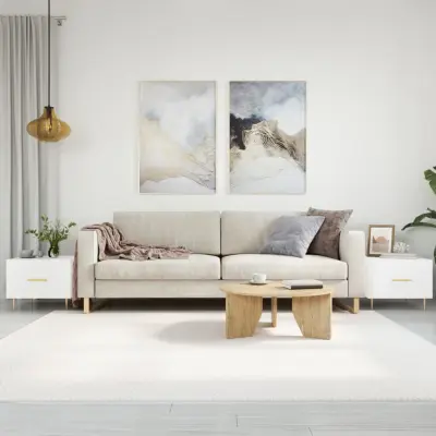 The Living Store Klubske mizice 2 kosa bele 50x50x40 cm inženirski les - Klubska Mizica