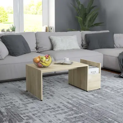 The Living Store Klubska mizica sonoma hrast 90x45x35 cm inženirski les - Klubska Mizica