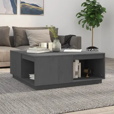 The Living Store Klubska mizica siva 100x101x40,5 cm trdna borovina - Klubska Mizica
