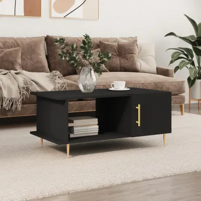 The Living Store Klubska mizica črna 90x50x40 inženirski les - Klubska Mizica