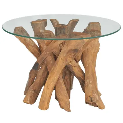 The Living Store Klubska mizice trdna naplavljena tikovina 60 cm - Klubska Mizica