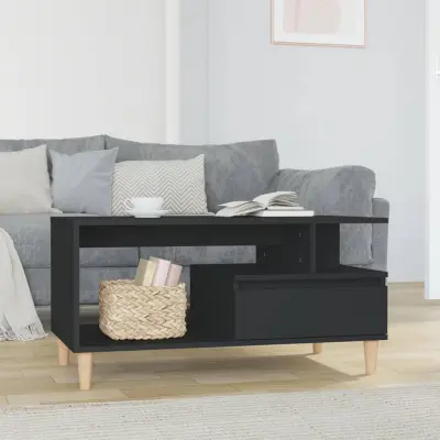 The Living Store Klubska mizica črna 90x49x45 inženirski les - Klubska Mizica