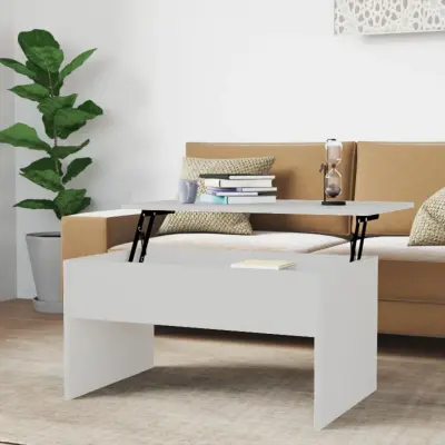 The Living Store Klubska mizica bela 80x50,5x41,5 cm konstruiran les - Klubska Mizica
