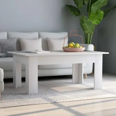 The Living Store Klubska mizica bela 100x60x42 cm iverna plošča - Klubska Mizica