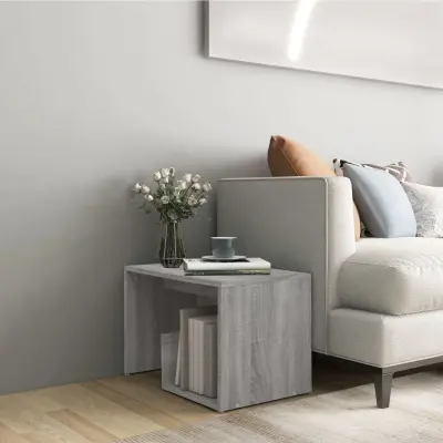 The Living Store Stranska mizica siva sonoma 59x36x38 cm inženirski les - Stranska Mizica