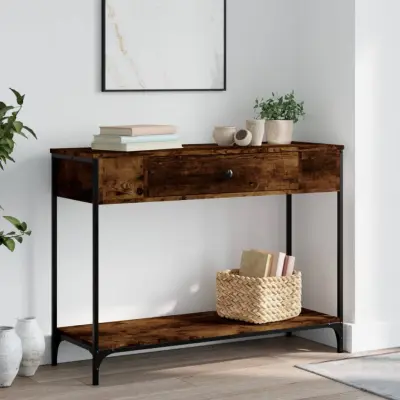 The Living Store Konzolna mizica dimljen hrast 100x34,5x75 cm inženirski les - Konzolna Mizica