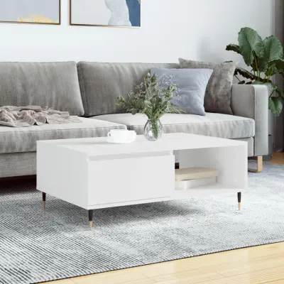The Living Store Klubska mizica bela 90x60x35 cm inženirski les - Klubska Mizica