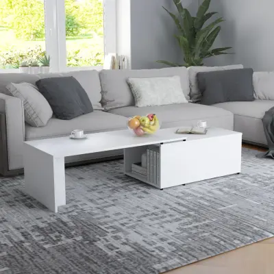 The Living Store Klubska mizica bela 150x50x35 cm iverna plošča - Klubska Mizica