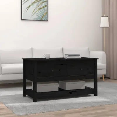The Living Store Klubska mizica črna 102x49x55 trdna borovina - Klubska Mizica