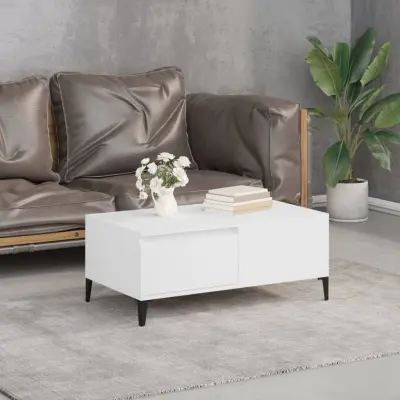 The Living Store Klubska mizica bela 90x50x36,5 cm inženirski les - Klubska Mizica