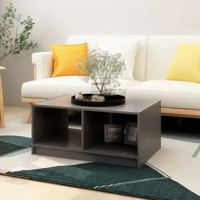 The Living Store Klubska mizica siva 75x50x33,5 cm trdna borovina - Klubska Mizica
