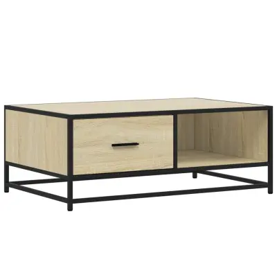 vidaXL Klubska mizica sonoma hrast 90x57x35 cm inženir. les in kovina