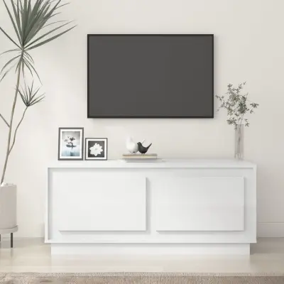 The Living Store Klubska mizica visok sijaj bela 102x50x44 cm inženirski les - Klubska Mizica