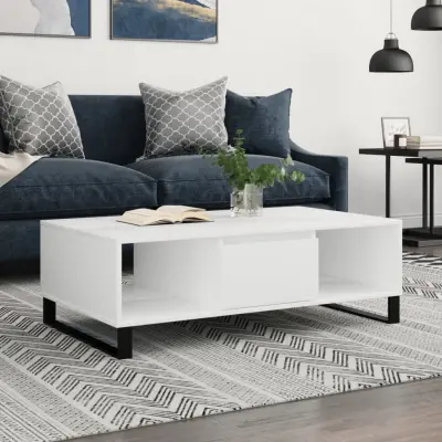 The Living Store Klubska mizica bela 104x60x35 cm inženirski les - Klubska Mizica