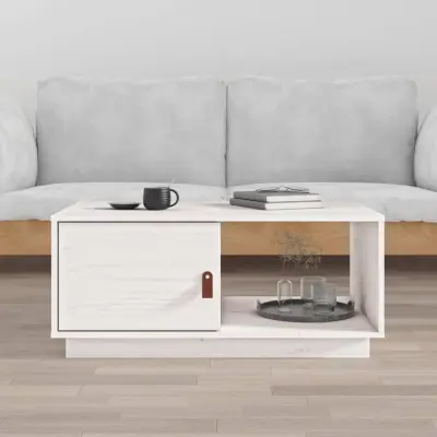 The Living Store Klubska mizica bela 80x50x35,5 trdna borovina - Klubska Mizica