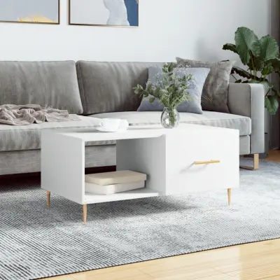 The Living Store Klubska mizica bela 90x50x40 inženirski les - Klubska Mizica