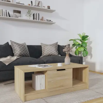 The Living Store Klubska mizica sonoma hrast 102x50x36 cm inženirski les - Klubska Mizica