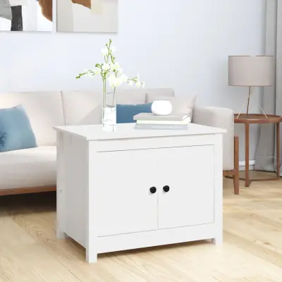 The Living Store Klubska mizica bela 71x49x55 trdna borovina - Klubska Mizica