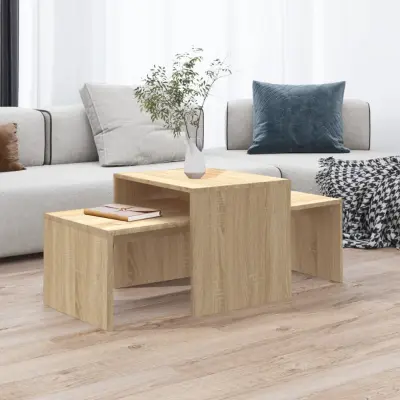 The Living Store Komplet klubskih mizic sonoma hrast 100x48x40 cm inženirski les - Klubska Mizica