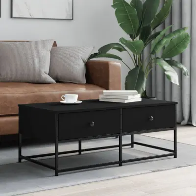 The Living Store Klubska mizica črna 100x51x40 inženirski les - Klubska Mizica