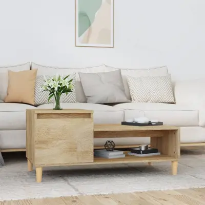 The Living Store Klubska mizica sonoma hrast 100x50x45 cm inženirski les - Klubska Mizica