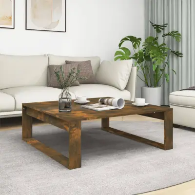 The Living Store Klubska mizica dimljeni hrast 100x100x35 cm konstruiran les - Klubska Mizica