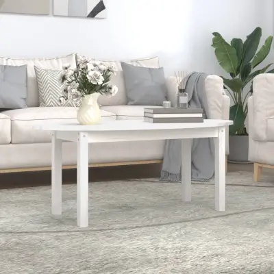 The Living Store Klubska mizica bela 110x55x45 trdna borovina - Klubska Mizica