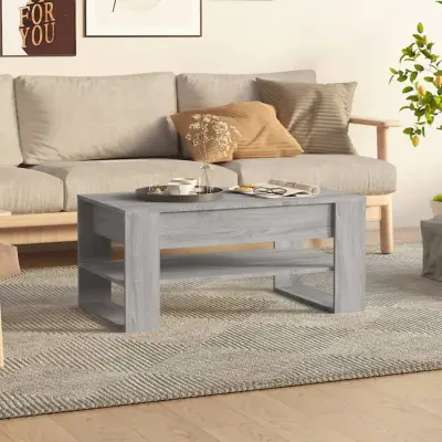 The Living Store Klubska mizica siva sonoma 102x55x45 cm konstruiran les - Klubska Mizica