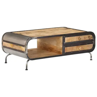 The Living Store Klubska mizica 100x50x35 cm trden mangov les - Klubska Mizica